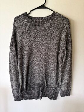 Lou & Grey Men's Black & White Marled Crew Sweater